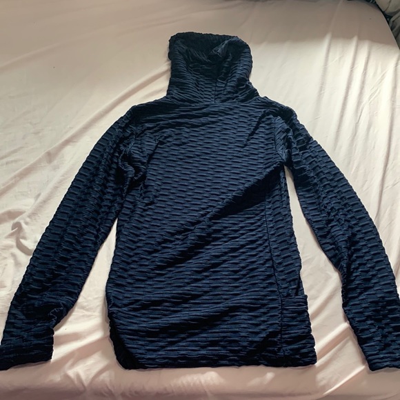 New Mix Navy Blue Form Fitting Zip Up Hoodie Size S/M - Picture 2 of 10